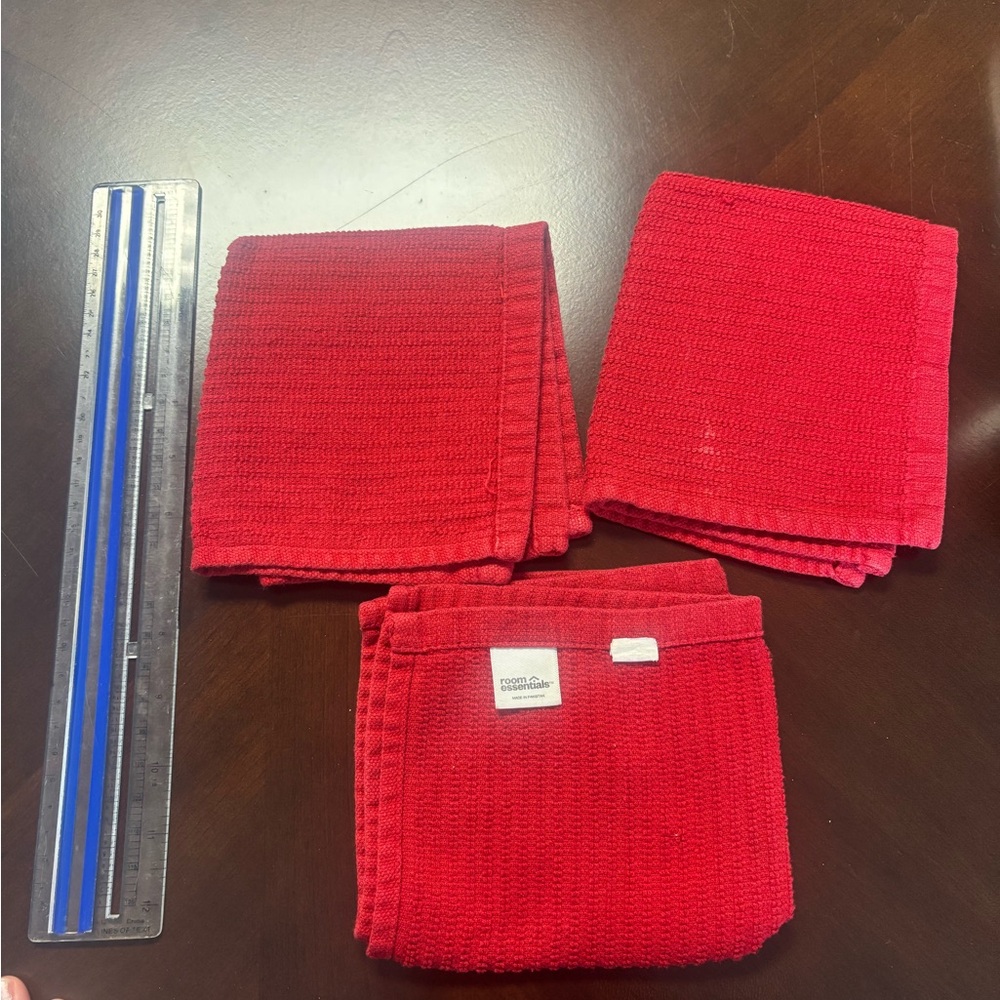 Set of 3 Used Red Dishcloths